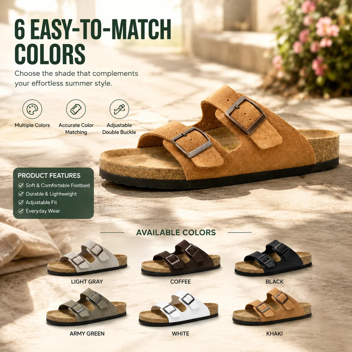 Sandal Two Strap Adjustable Dual Buckle Molded EVA