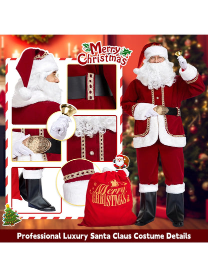 Santa Suit Burgundy 11-Piece Polyester Set