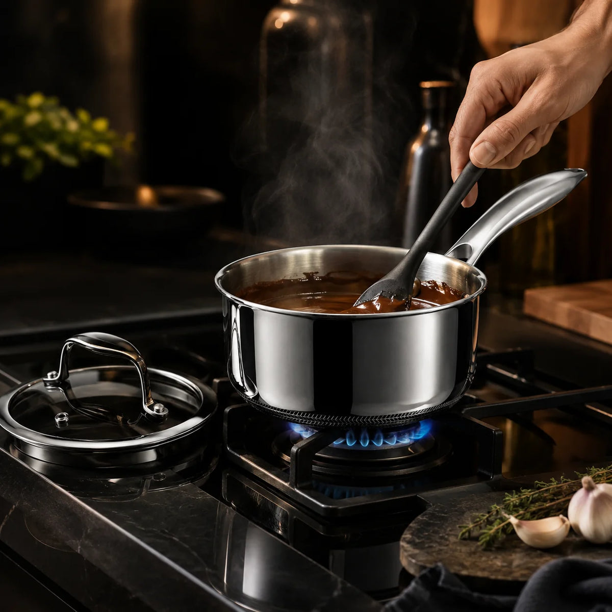Saucepan 1 Quart Tri-Ply Stainless Steel Hybrid Non-Stick