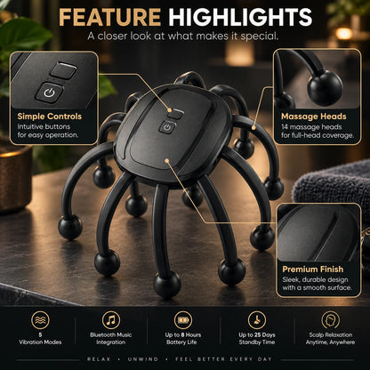 Scalp Massager 14-Node Cordless Bluetooth Speaker