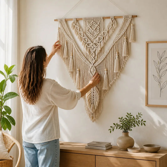 Scandinavian Boho Hand-Knotted Macrame Wall Hanging (75 x 95 cm)