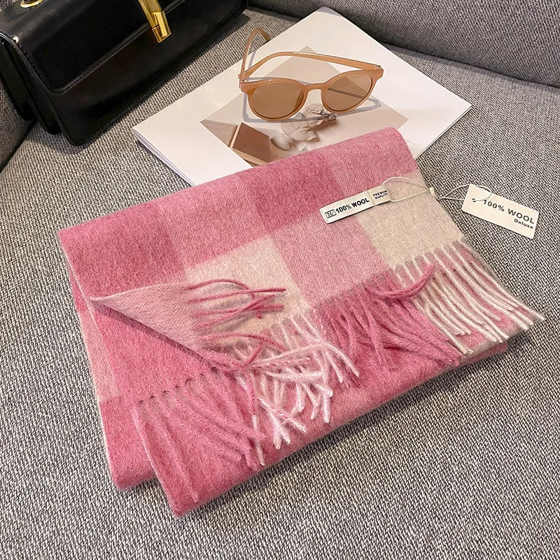Scarf 100% Wool Checkerboard Warm & Windproof