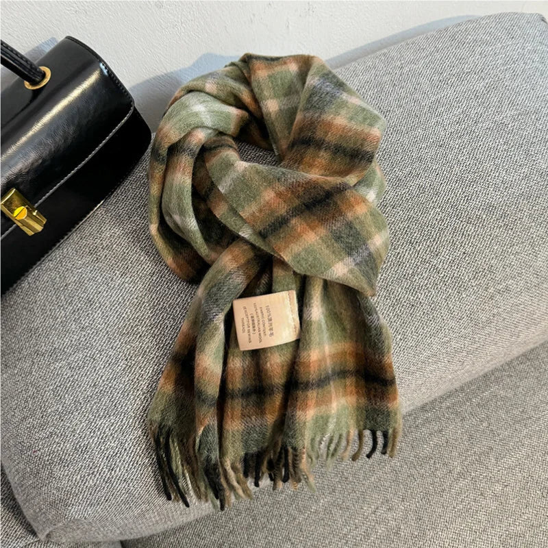Scarf 100% Wool Checkerboard Warm & Windproof