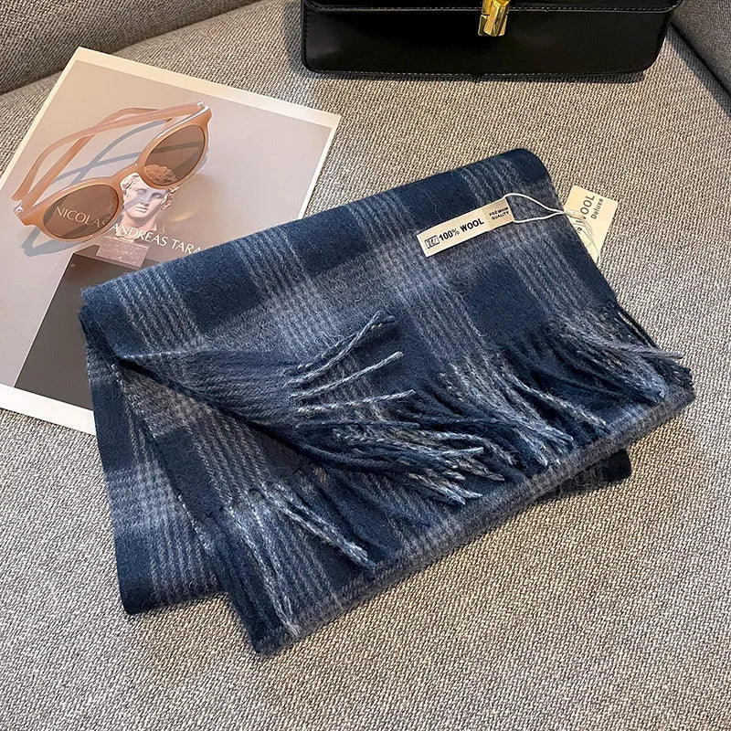 Scarf 100% Wool Checkerboard Warm & Windproof