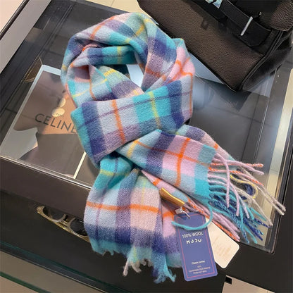 Scarf 100% Wool Checkerboard Warm & Windproof