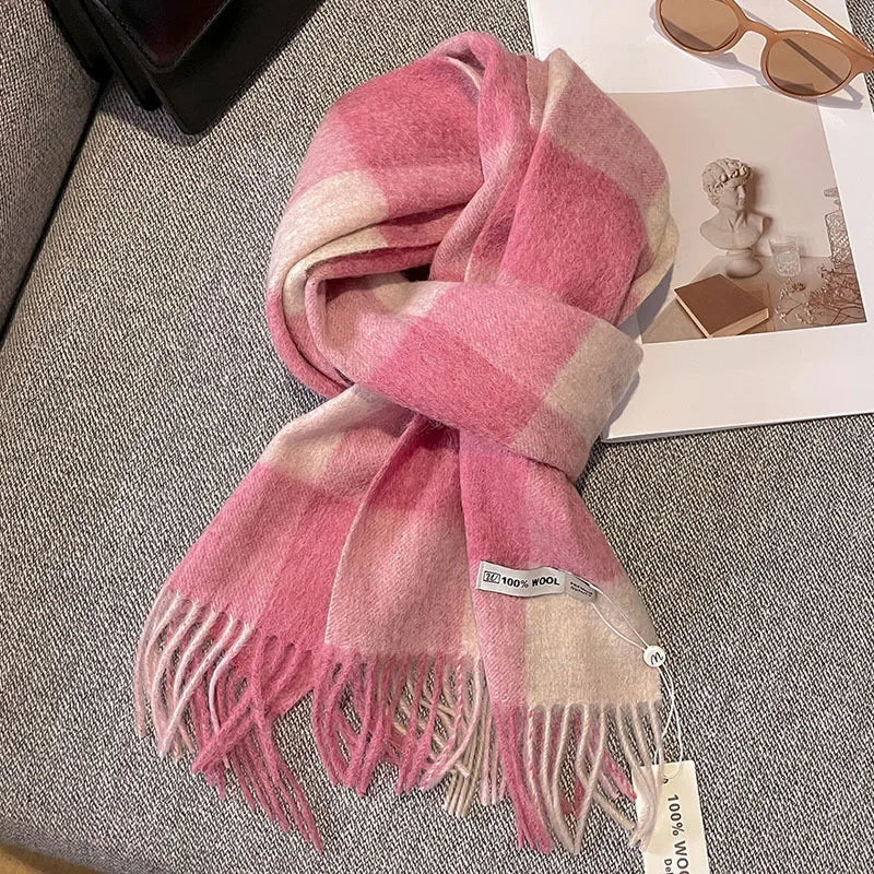 Scarf 100% Wool Checkerboard Warm & Windproof