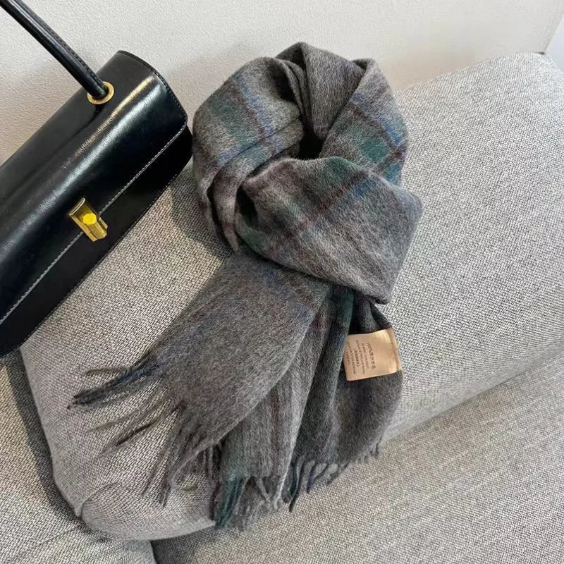 Scarf 100% Wool Checkerboard Warm & Windproof