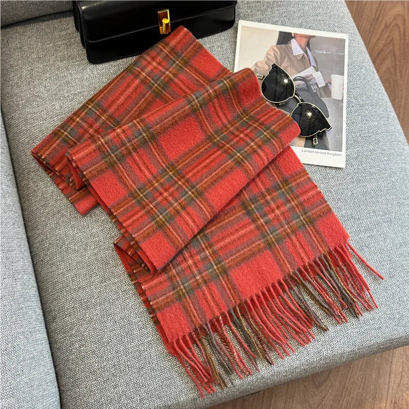 Scarf 100% Wool Checkerboard Warm & Windproof