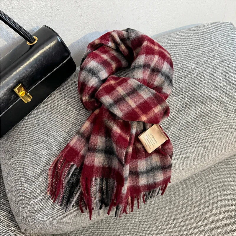 Scarf 100% Wool Checkerboard Warm & Windproof