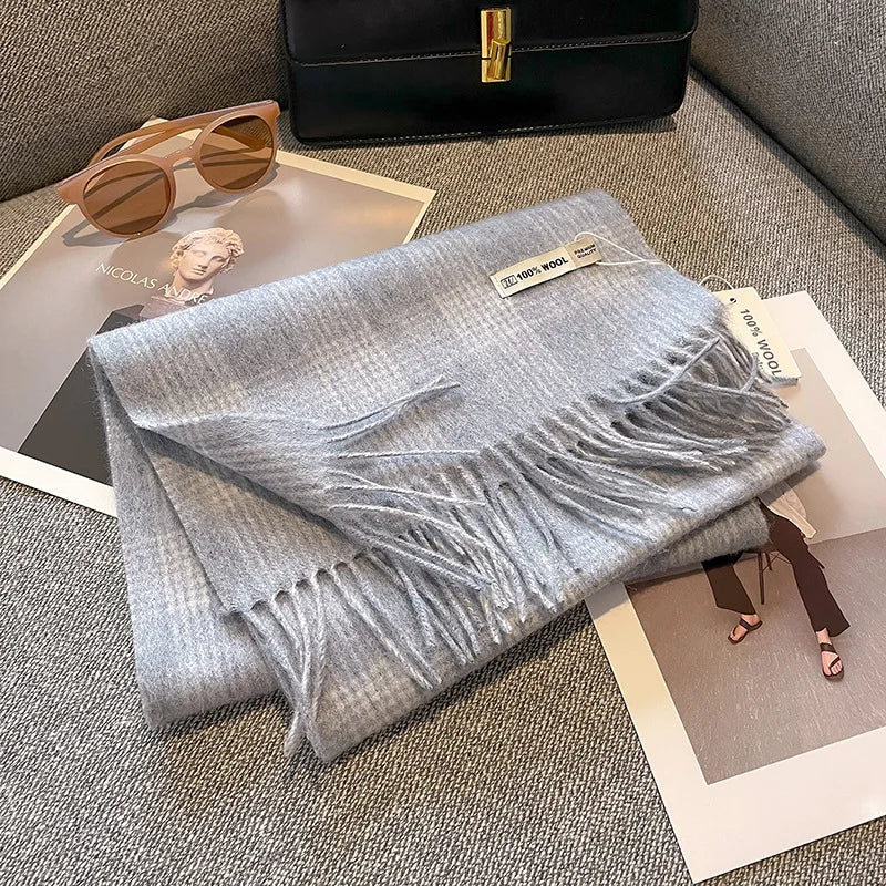 Scarf 100% Wool Checkerboard Warm & Windproof