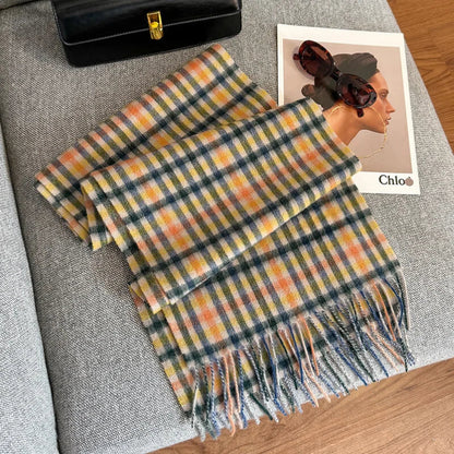 Scarf 100% Wool Checkerboard Warm & Windproof