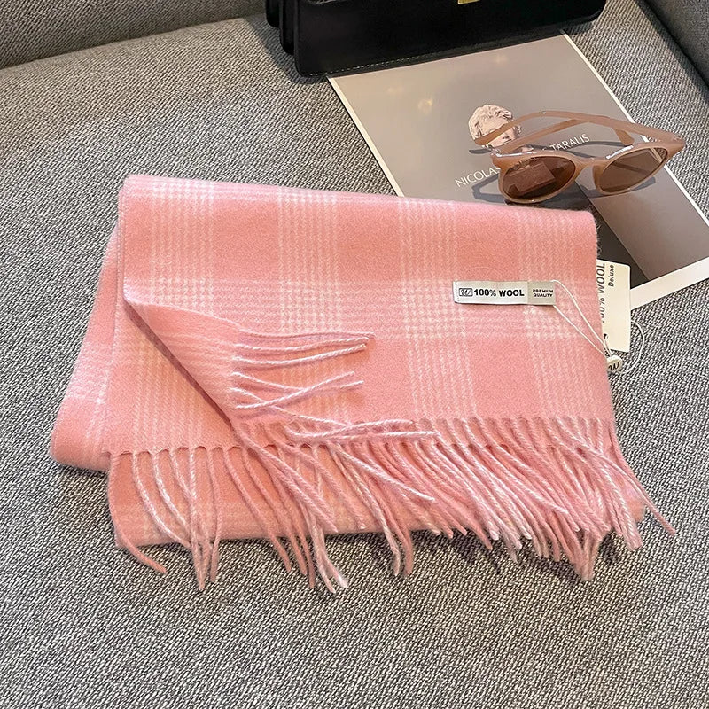 Scarf 100% Wool Checkerboard Warm & Windproof