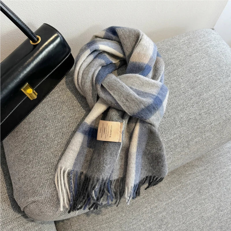 Scarf 100% Wool Checkerboard Warm & Windproof