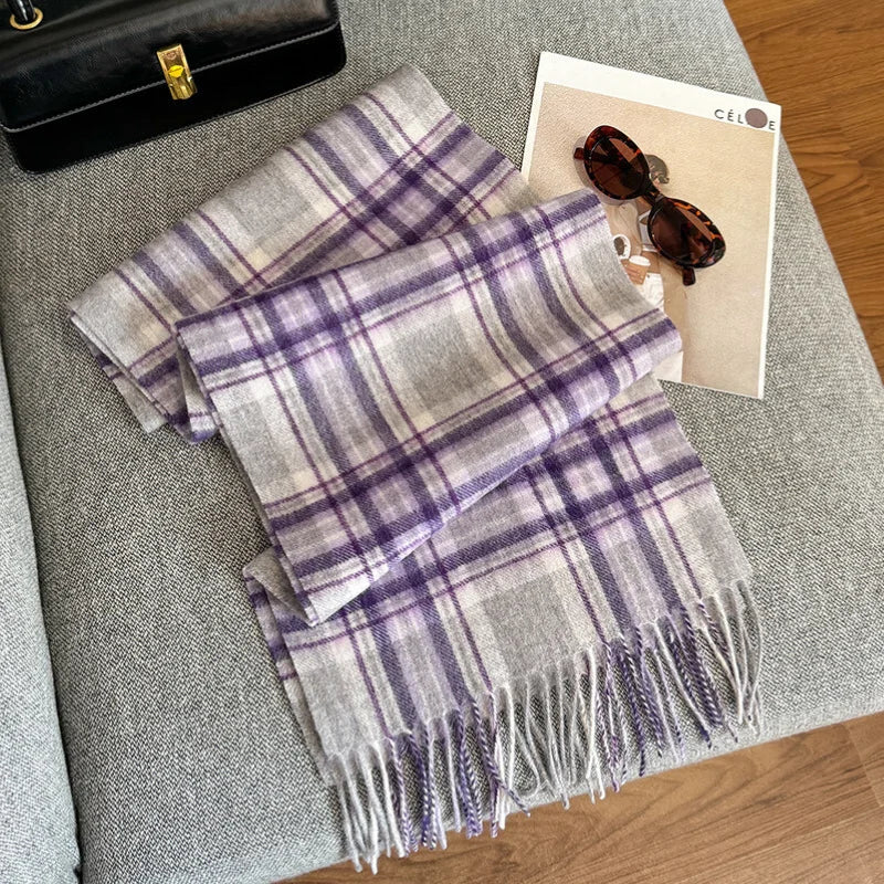 Scarf 100% Wool Checkerboard Warm & Windproof