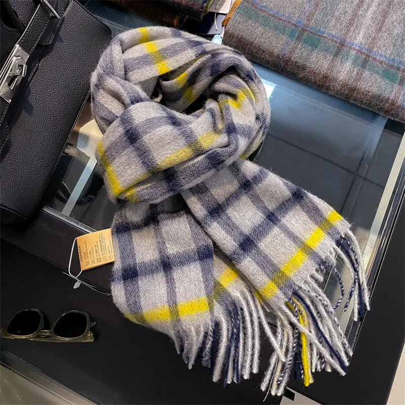Scarf 100% Wool Checkerboard Warm & Windproof