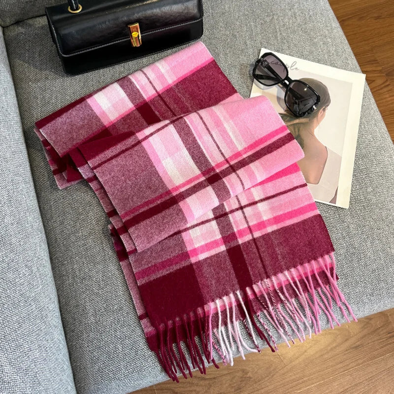 Scarf 100% Wool Windproof Chessboard Pattern