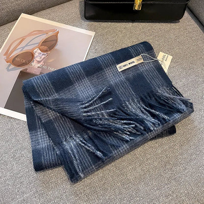 Scarf 100% Wool Windproof Chessboard Pattern
