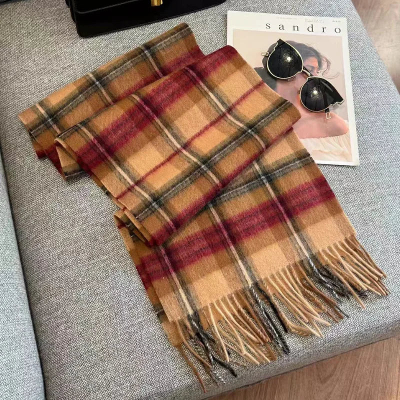 Scarf 100% Wool Windproof Chessboard Pattern