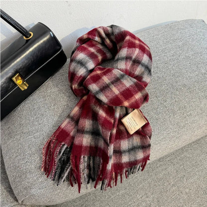 Scarf 100% Wool Windproof Chessboard Pattern