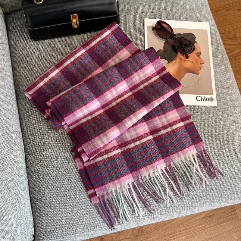 Scarf 100% Wool Windproof Chessboard Pattern