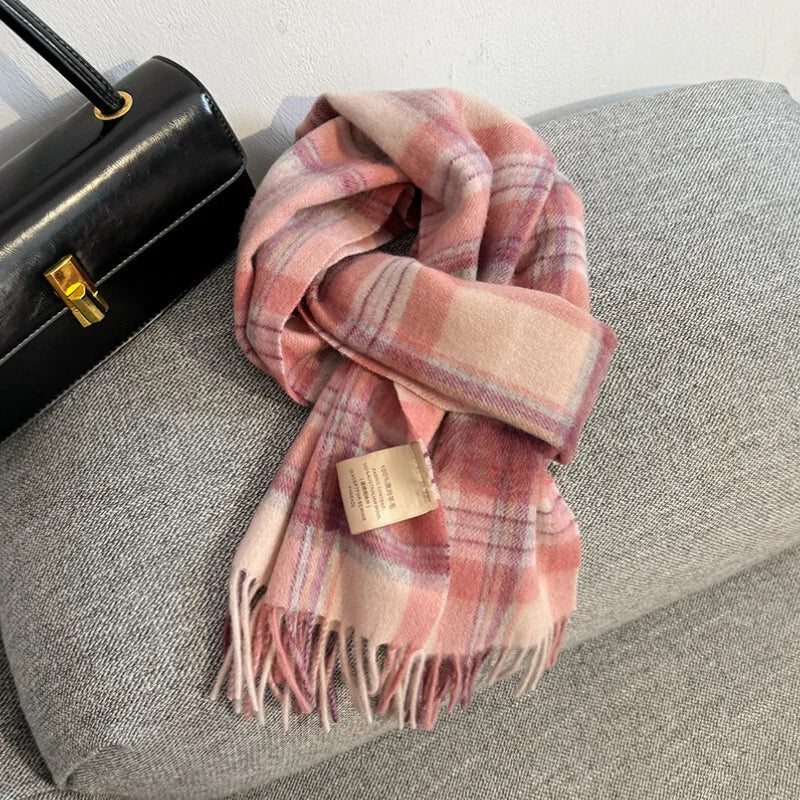 Scarf 100% Wool Windproof Chessboard Pattern