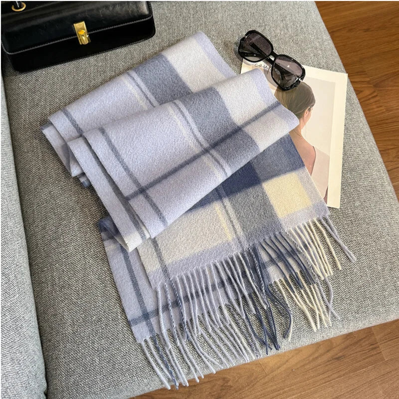 Scarf 100% Wool Windproof Chessboard Pattern