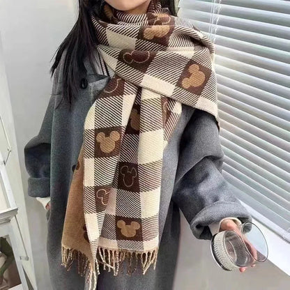 Scarf Cartoon Print Soft Polyester-Acrylic Cozy Warmth 175 Cm