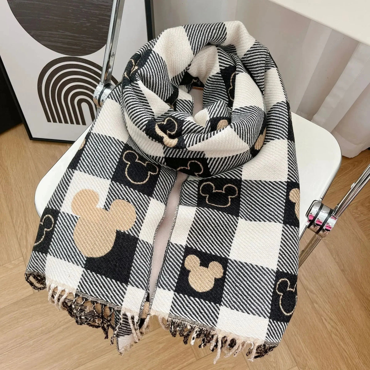 Scarf Cartoon Print Soft Polyester-Acrylic Cozy Warmth 175 Cm