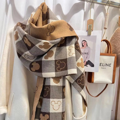 Scarf Cartoon Print Soft Polyester-Acrylic Cozy Warmth 175 Cm