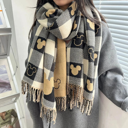 Scarf Cartoon Print Soft Polyester-Acrylic Cozy Warmth 175 Cm