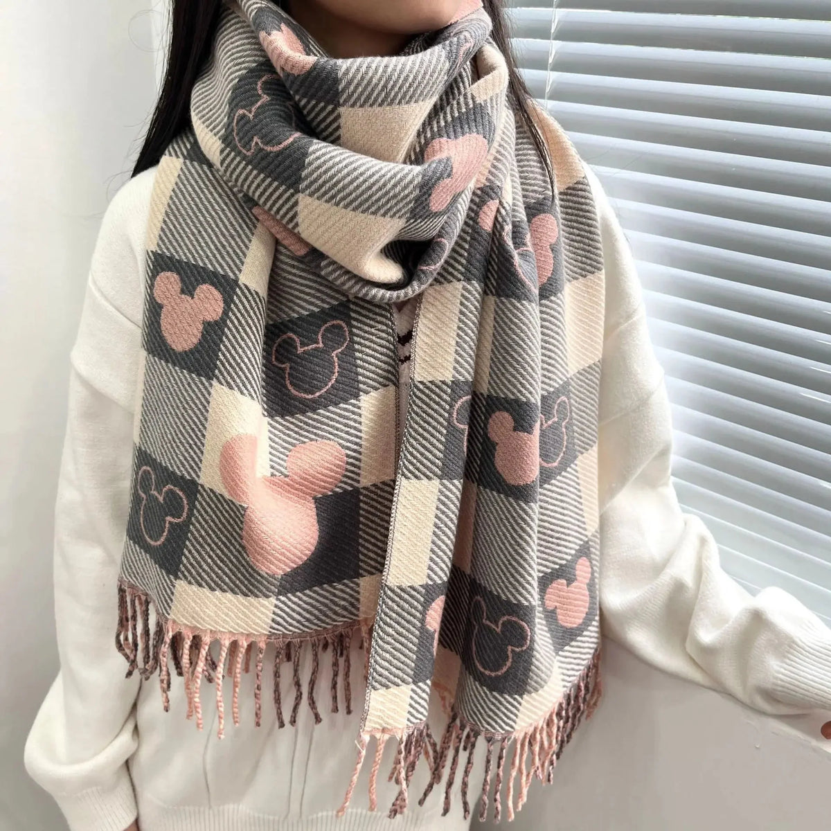 Scarf Cartoon Print Soft Polyester-Acrylic Cozy Warmth 175 Cm