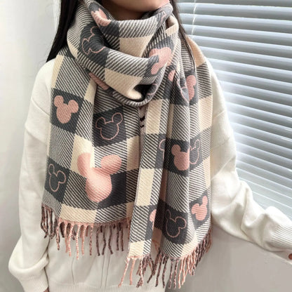 Scarf Cartoon Print Soft Polyester-Acrylic Cozy Warmth 175 Cm
