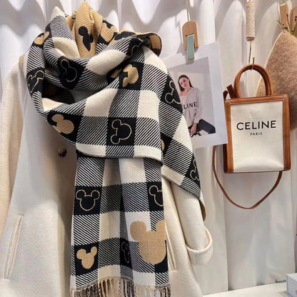 Scarf Cartoon Print Soft Polyester-Acrylic Cozy Warmth 175 Cm