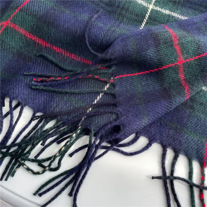 Scarf Cashmere Lightweight Checkered & Fringed