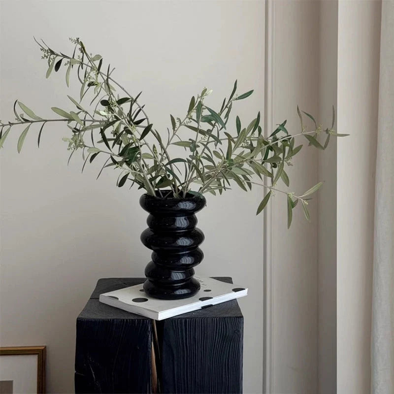 Sculptural Vase Glossy Ceramic Modern Minimalist