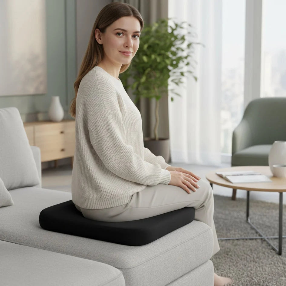 Seat Cushion Ergonomic Foam Non-Slip Base Removable Cover
