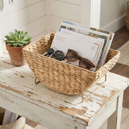 Serving Tray Handwoven Natural Fiber Sturdy Handles