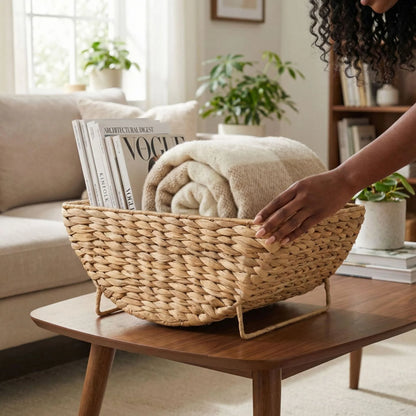 Serving Tray Handwoven Natural Fiber Sturdy Handles