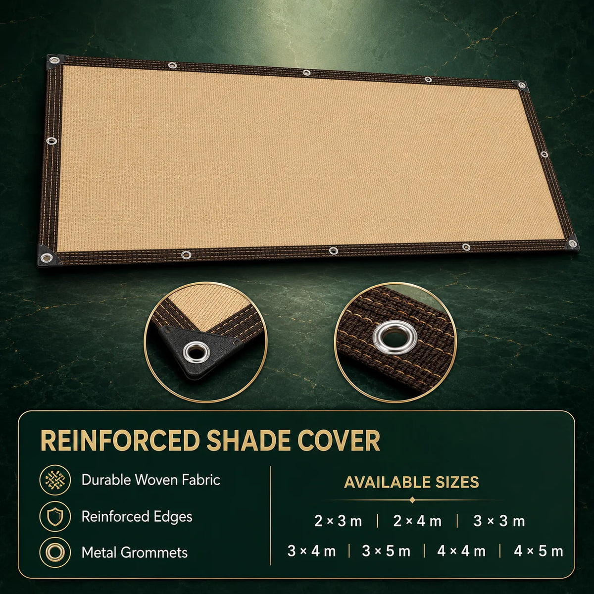 Shade Cloth 90% UV Protection HDPE Mesh Reinforced Eyelets