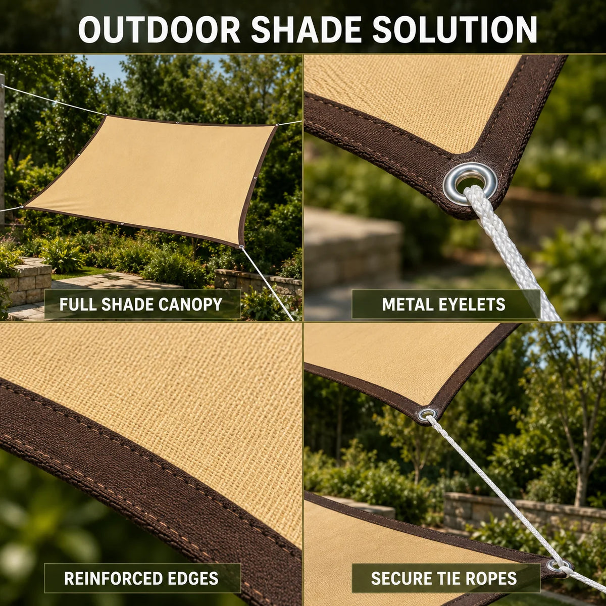 Shade Cloth 90% UV Protection HDPE Mesh Reinforced Eyelets