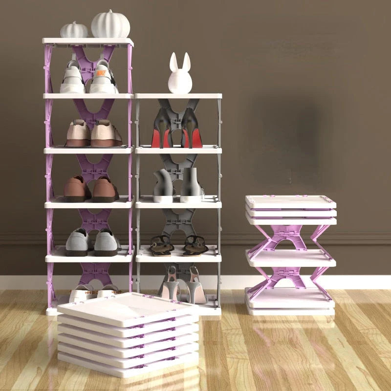 Shoe Rack Foldable Stackable Space-Saving
