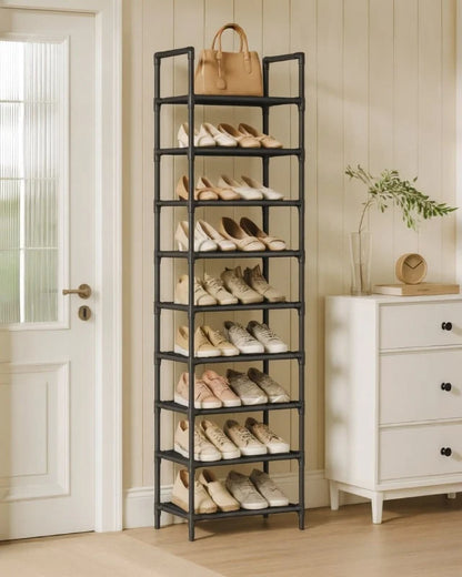 Shoe Rack Slim Vertical 10-Tier Metal Frame