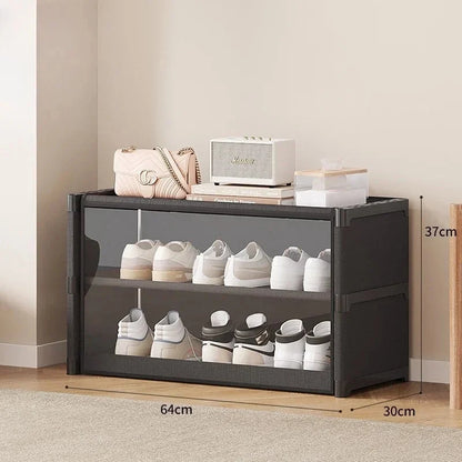 Shoe Storage Cabinet Transparent Multi-Tier Design