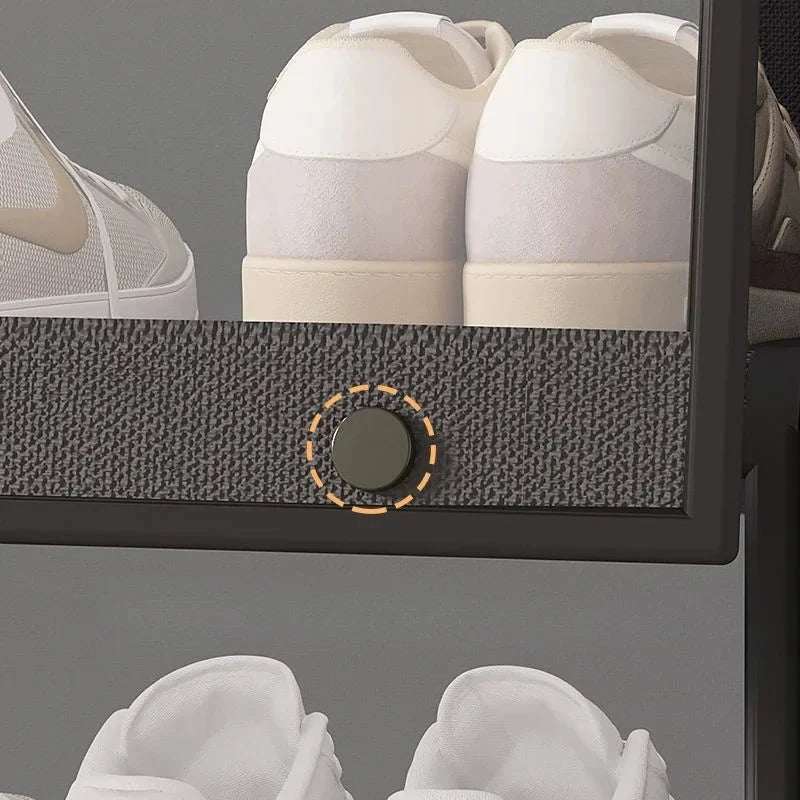 Shoe Storage Cabinet Transparent Multi-Tier Design