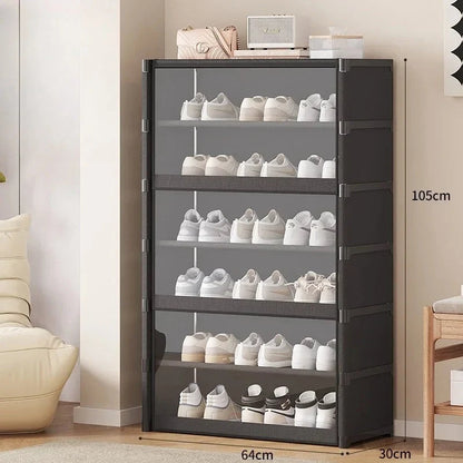 Shoe Storage Cabinet Transparent Multi-Tier Design