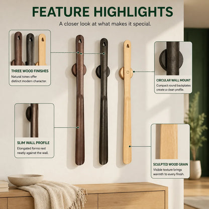 Shoehorn Long Handle 20 Inch Solid Wood Magnetic Mount