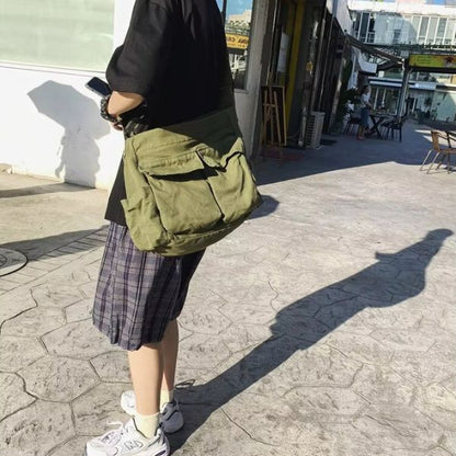 Shoulder Bag Canvas Spacious Interior Zippered Flap