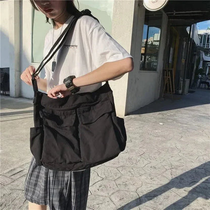 Shoulder Bag Canvas Spacious Interior Zippered Flap