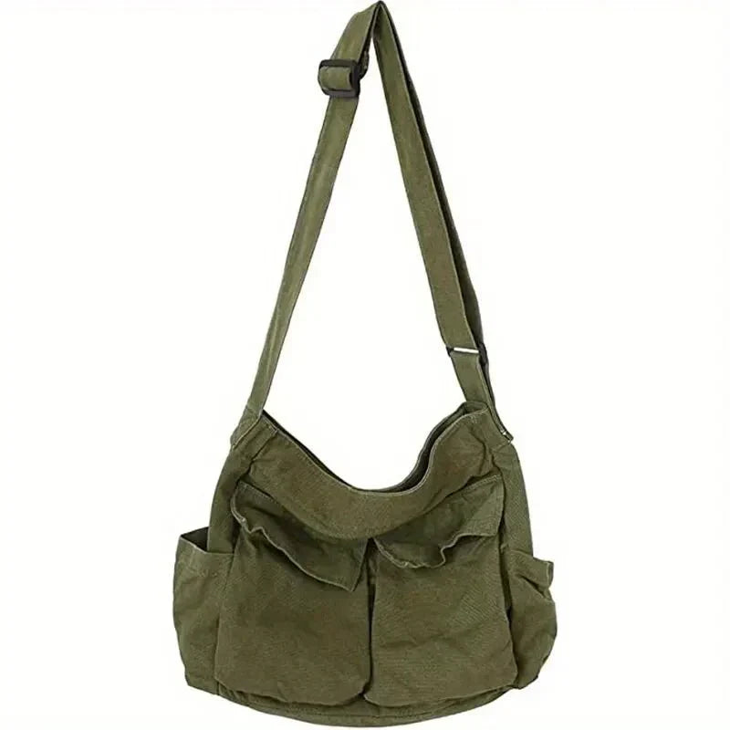 Shoulder Bag Canvas Spacious Interior Zippered Flap