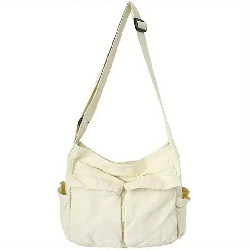 Shoulder Bag Canvas Spacious Interior Zippered Flap